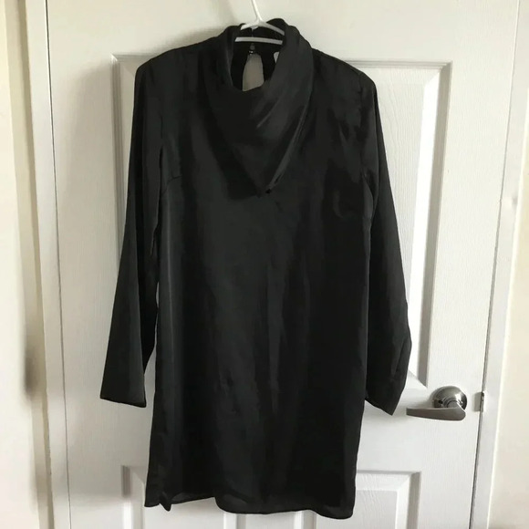 River Island Long Sleeve Silky Mini  Dress - Black US 6 - Picture 2 of 6